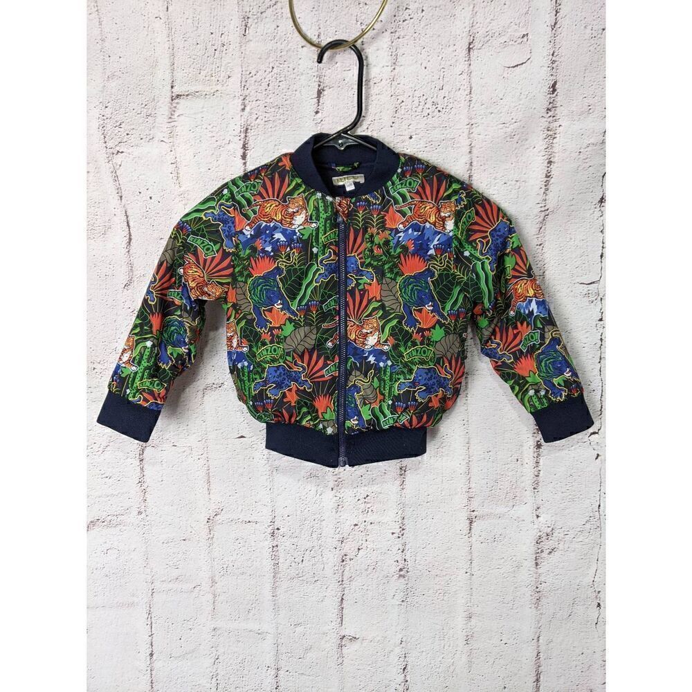 Kenzo Kids Navy Blue‎ Tiger Jungle Print Fleece Lined Jacket 98cm Size 3A